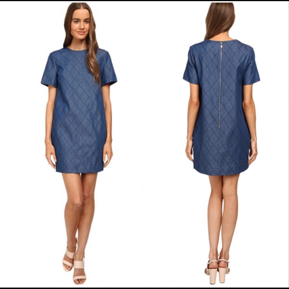 Kate Spade ♠️ Quilted Chambray Shift Dress - Picture 2 of 8